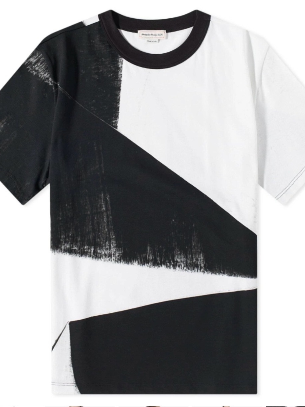 Alexander McQueen Kids Black and White Brushstroke Tee Sz x small